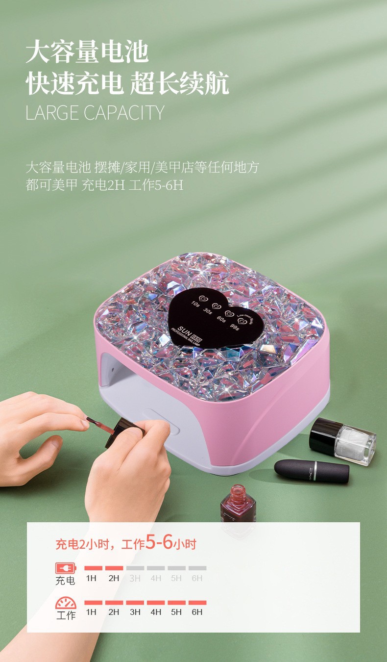 Hochleistungs-intelligente Smart Nail Art Maschine UV-LED Nagellampe Aufladbar Akku-Version Dual-Lichtsystem Lange Akkulaufzeit Nagellack-Gel Aushärtungsgerät