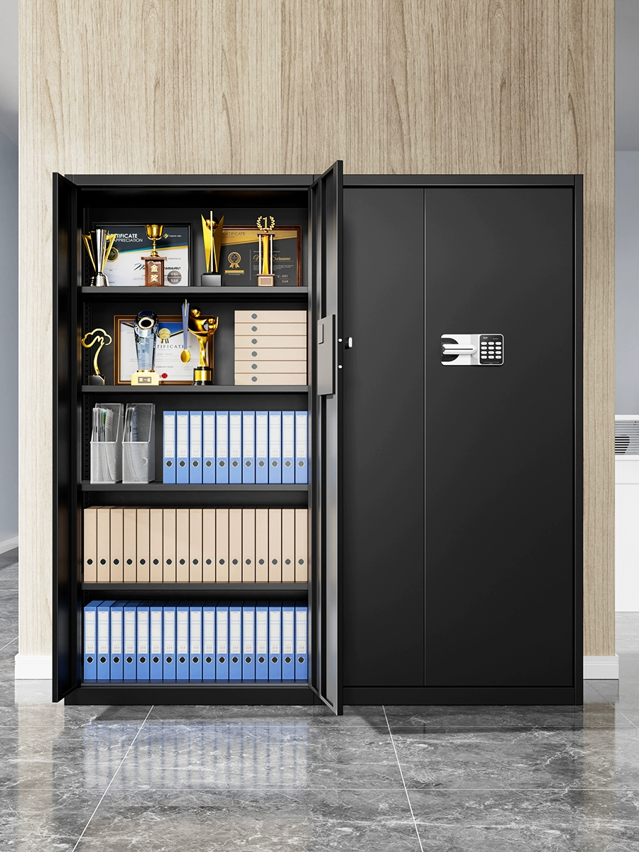 Черный электронный сейф, офисный шкаф для файлов с паролем, замок для отпечатков пальцев, шкаф для файлов с данными, утолщенный железный сейф
