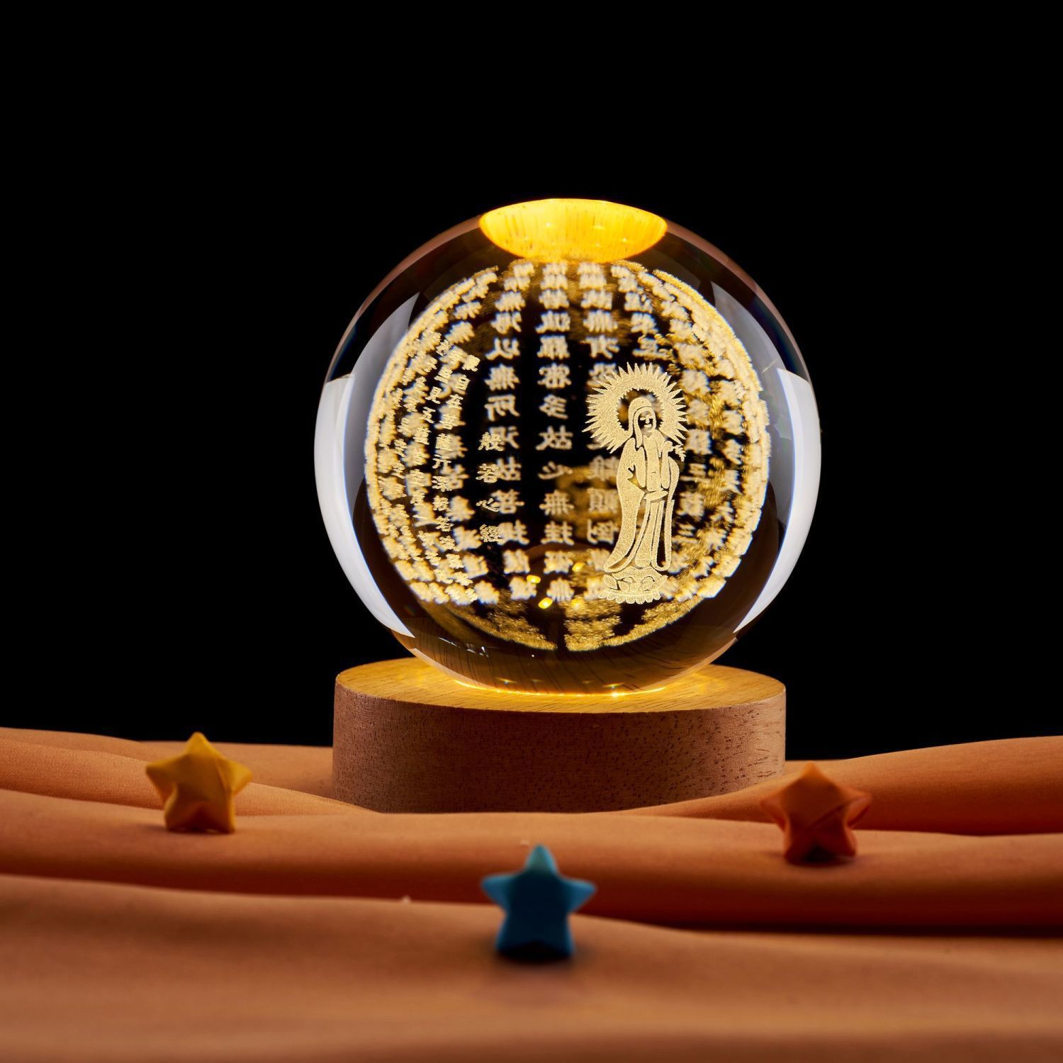 Lámpara de noche de bolas de cristal de loto Zen creativo chino decoración de escritorio decoración del gabinete de entrada decoración del dormitorio regalo