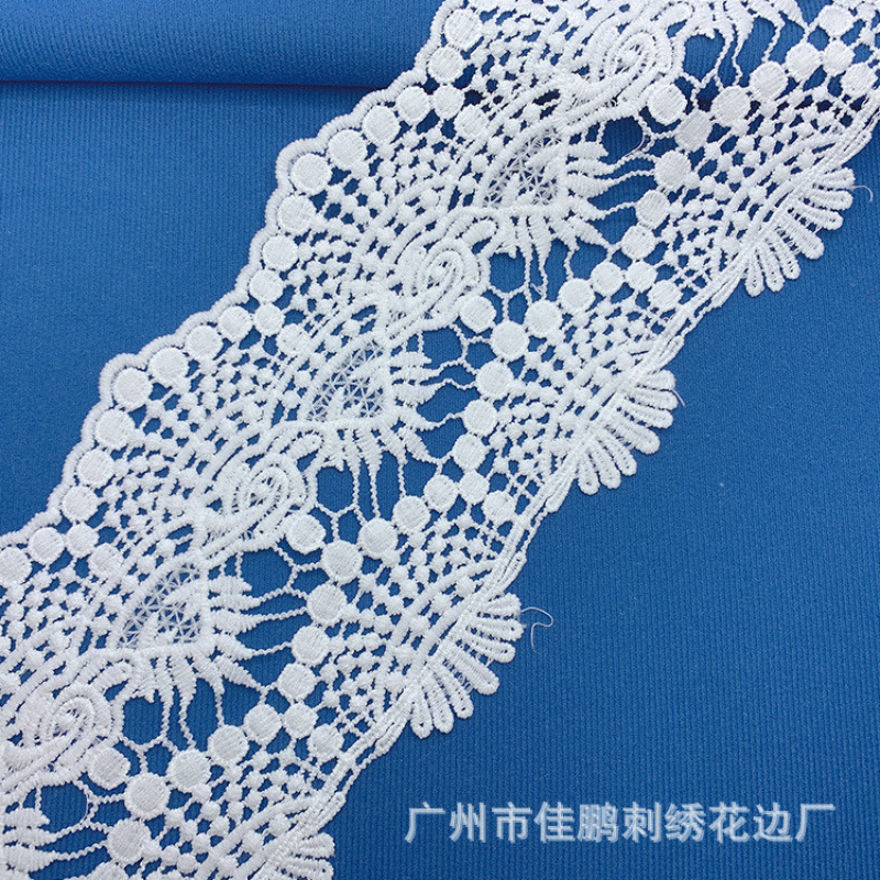 Nuevo 10cm encaje soluble en agua no elástico encaje hueco pestañas encaje blanco leche código de barras accesorios de ropa infantil