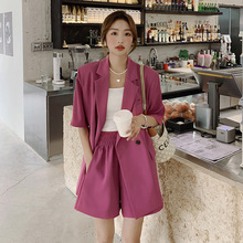 韩版高级感西装套装女2024春夏新款小个子复古港风西服短裤两件套