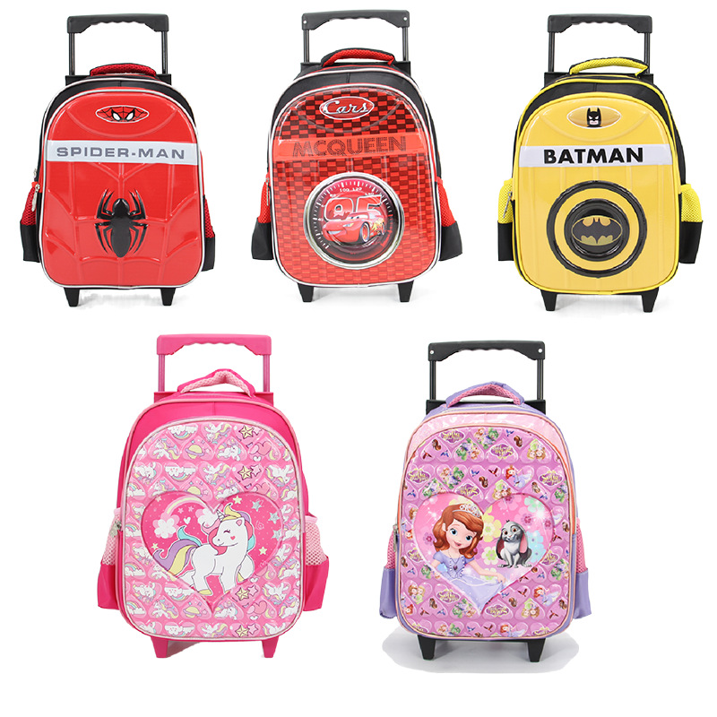 new pattern kindergarten pupil fixed Draw bar box Playful lovely Spider-Man Trolley bag convenient Lightening wear-resisting