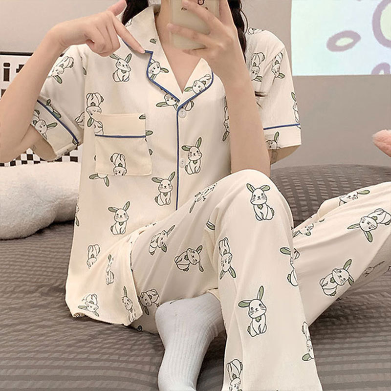 D.M-122 Short-length full-printed rabbit cardigan