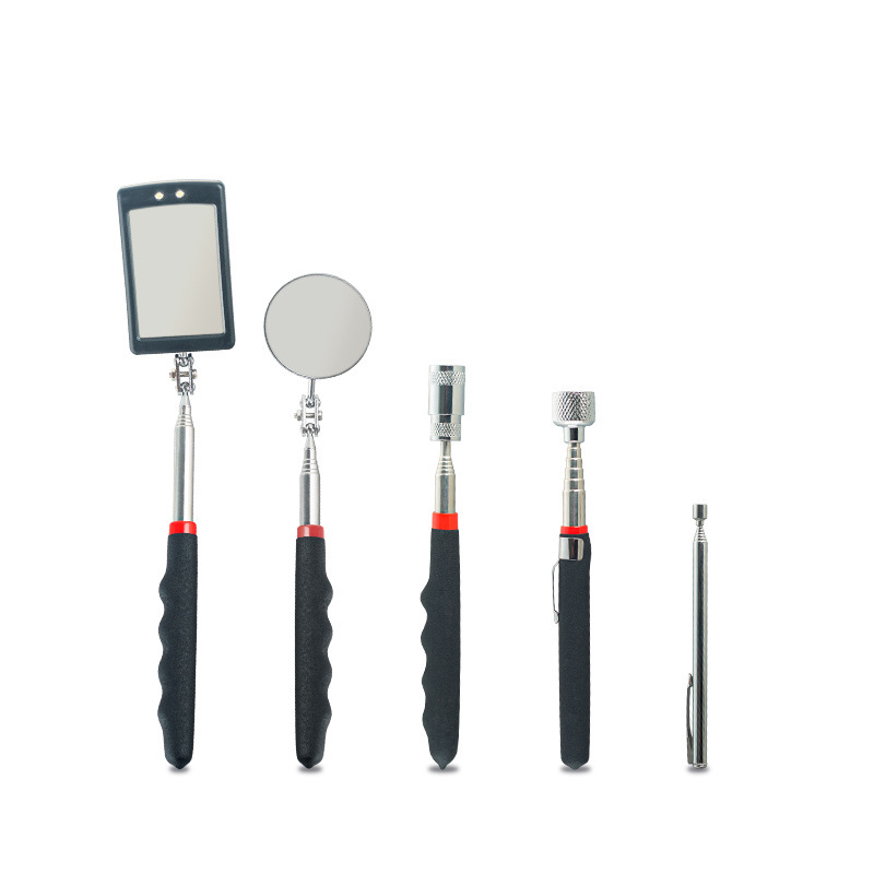 Recogida magnética de dimensión profunda Varilla de imán magnético Varilla de extensión telescópica Herramienta de reparación de automóviles Espejo cuadrado Espejo redondo Cabeza de linterna