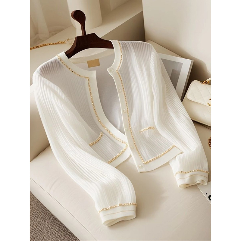 Women's Clothing early autumn new French design high end simple luxury gentle temperament fragrance cardigan_voghion.com