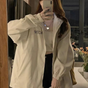 American Retro Outdoor Jacket Women's Spring and Autumn 2024 New Loose Hooded Casual Couple's Jacket Trendy