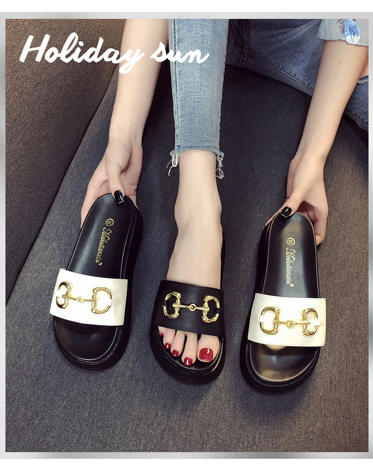 Genuine leather slippers women's summer wear thick bottom 2022 new fashion all-match net red small size 313233 beach shoes ins_voghion.com