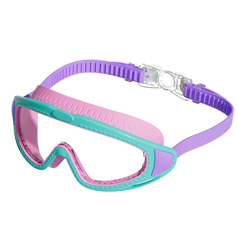 Juego de Gafas de Natación de Marco Grande y Gorro para Niños de Silicona, PC para Niños