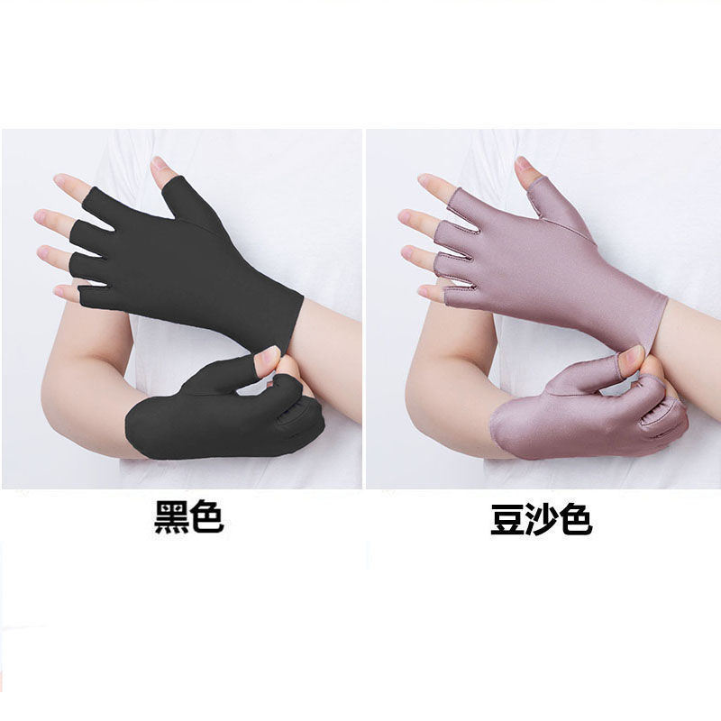 [Pelo de la generación] guantes de medio dedo para mujer verano protección solar delgada primavera y otoño conducción pesca manicura guantes de recolección de té