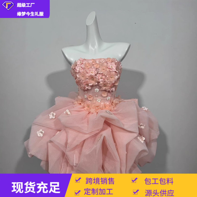 Pink birthday party dress 2026 new fashion trend retro student art exam dress Southeast Asian supply Pink birthday party dress 2026 new fashion trend retro student art exam dress Southeast Asian supply