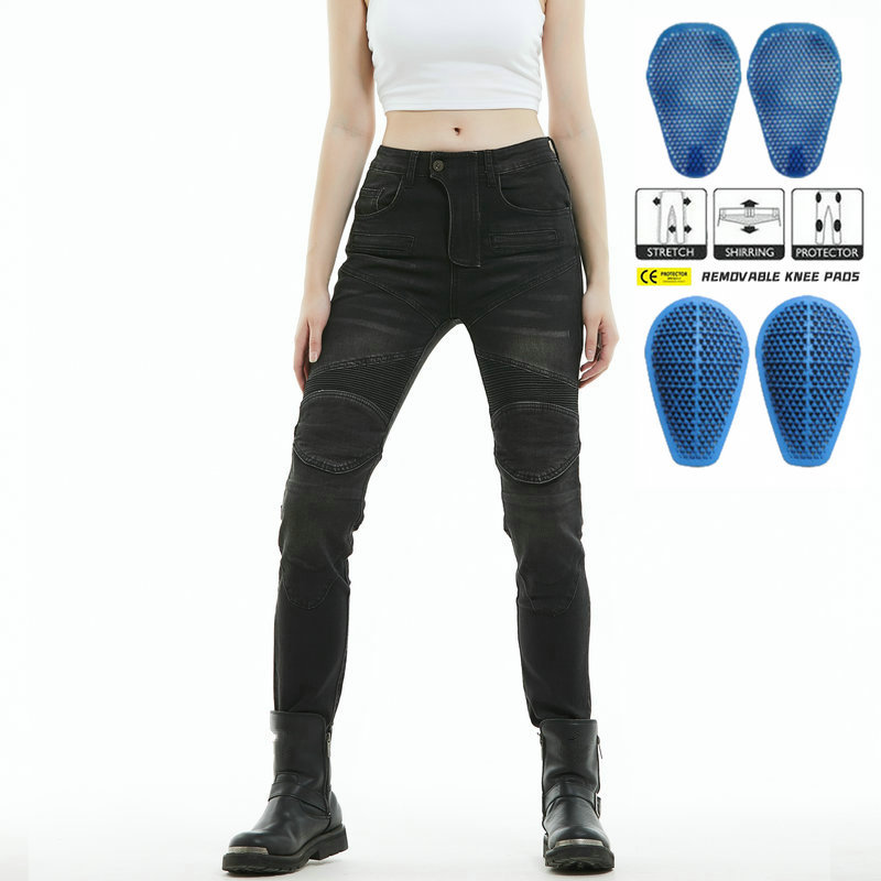 VOLERO jeans de motocicleta para mujeres jinetes jeans de motocicleta para montar pantalones anticaídas protectores de silicona