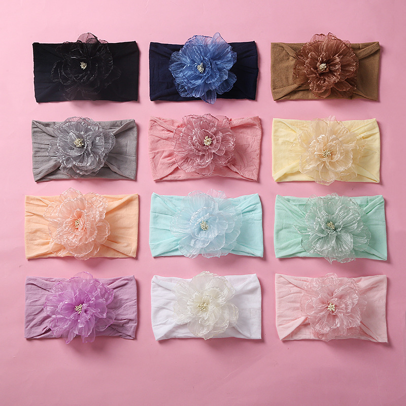 New Flower Nylon Wide-brimmed Soft Baby Headband display picture 2