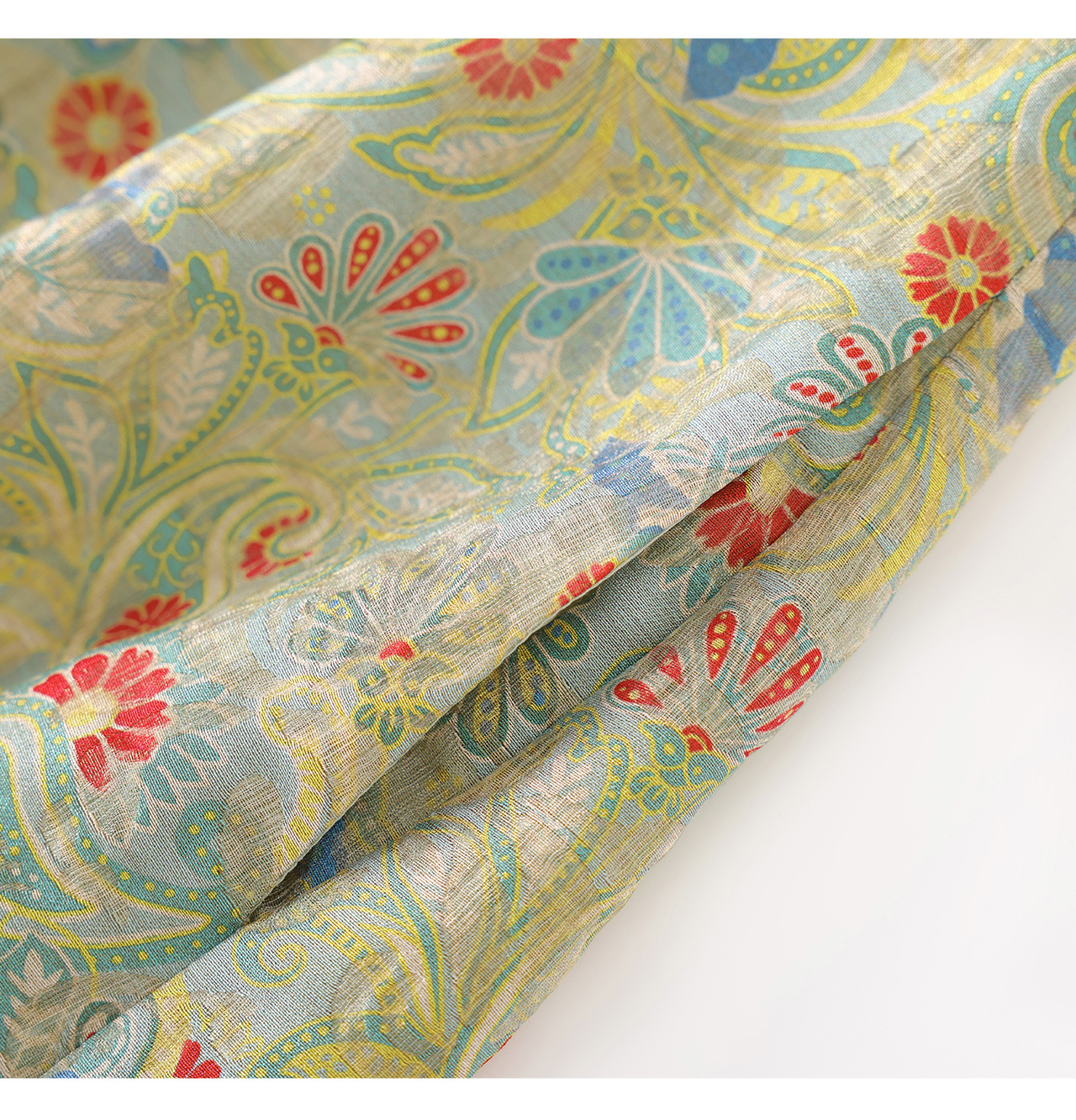 Váy maxi nữ thắt eo dáng suông họa tiết jacquard pha len — xanh lá cây chi tiết 20