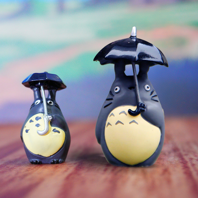 Paraguas, Little Totoro, estilo explosivo, decoración de micro paisaje de musgo, muñón, decoración de plantas suculentas de bricolaje, trabajo de resina
