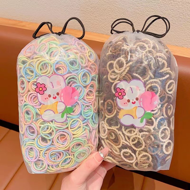 600 piezas de la banda de goma elástica para niños no lastiman el cabello del bebé lazo del pelo del pulgar banda de pelo niña cuerda de pelo