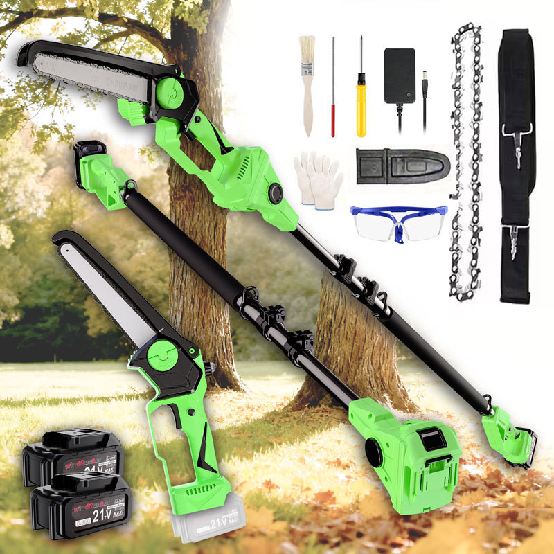 跨境专供电链锯加长电动修枝剪延长杆高枝锯庭院锯神器便携式锯杆