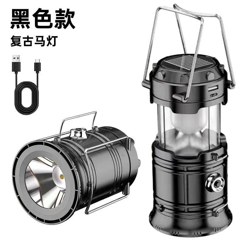 Lámpara solar recargable estilo farol, para camping, mercado nocturno, iluminación 5800