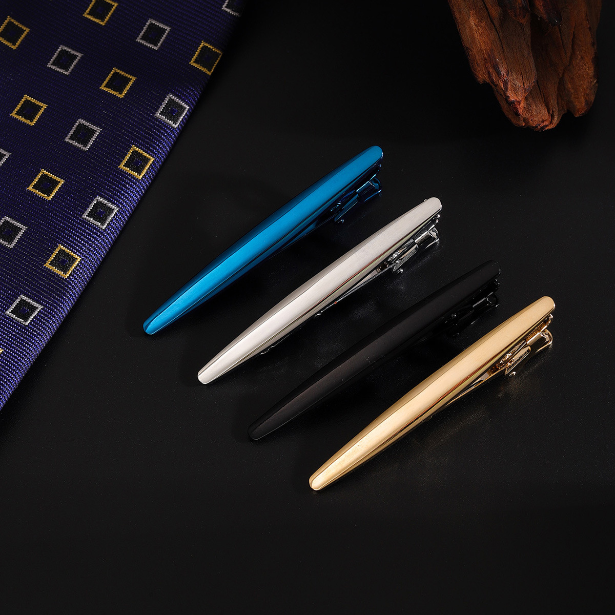 New Simple and Domineering Curved Tie Clip Gold Formal Host Clip Wedding Versatile Mature Collar Clip