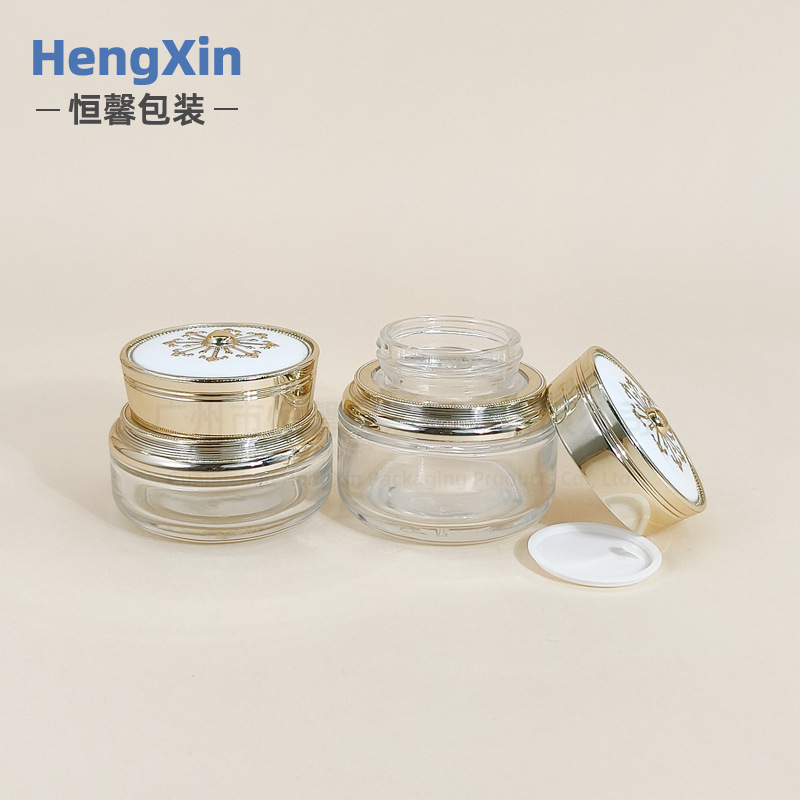 现货化妆品玻璃套装瓶30g膏霜瓶100ml按压乳液分装瓶子皇冠小黑瓶|undefined