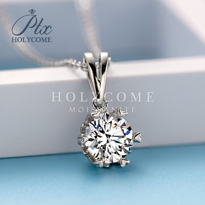 抖音直播供应链S925银镀18K金网红莫桑钻吊坠项链厂家直供|ms