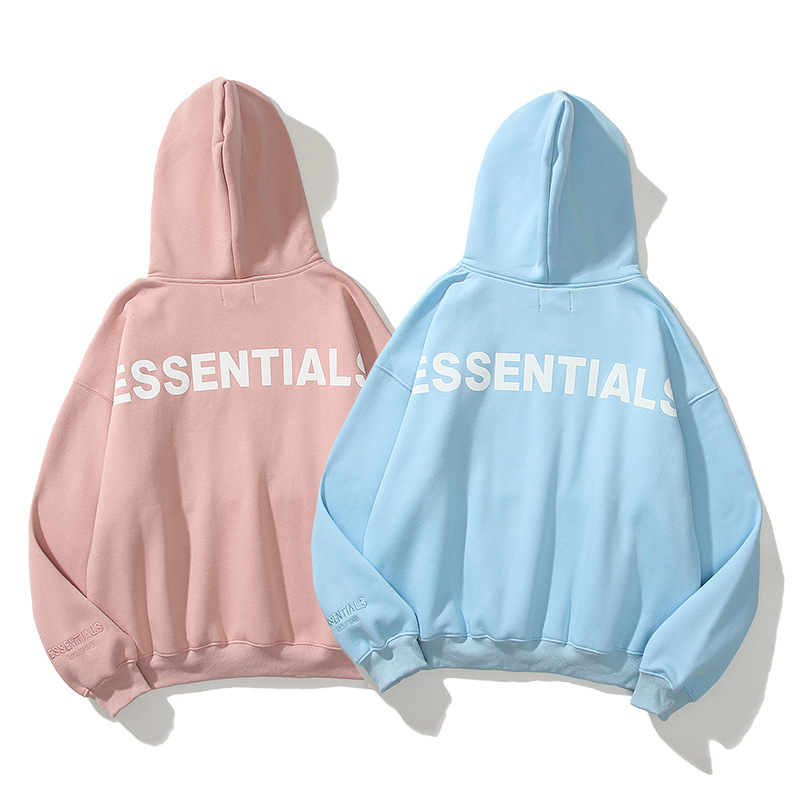 Autumn and Winter Trendy Brand Fog Essentials Reflective Hooded Pullover Loose Fleece-Lined Thickened Sweatshirt for Women 2025 New Style