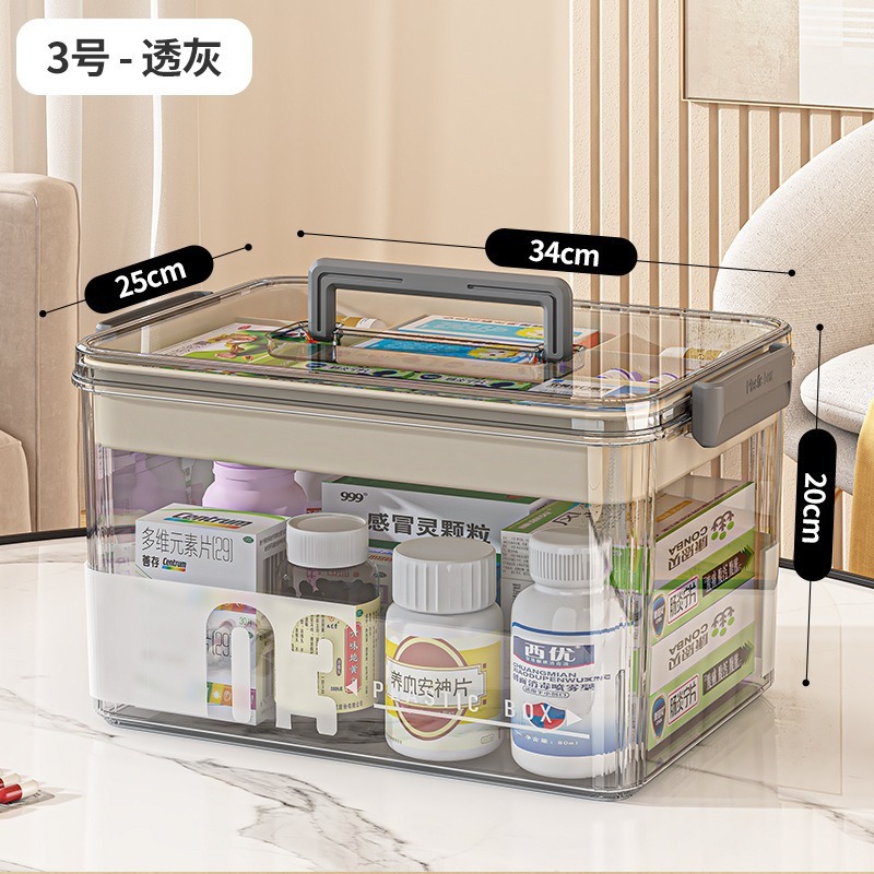 家用透明大容量收纳箱大号家庭装医疗箱多层药箱便携式药品收纳盒|undefined