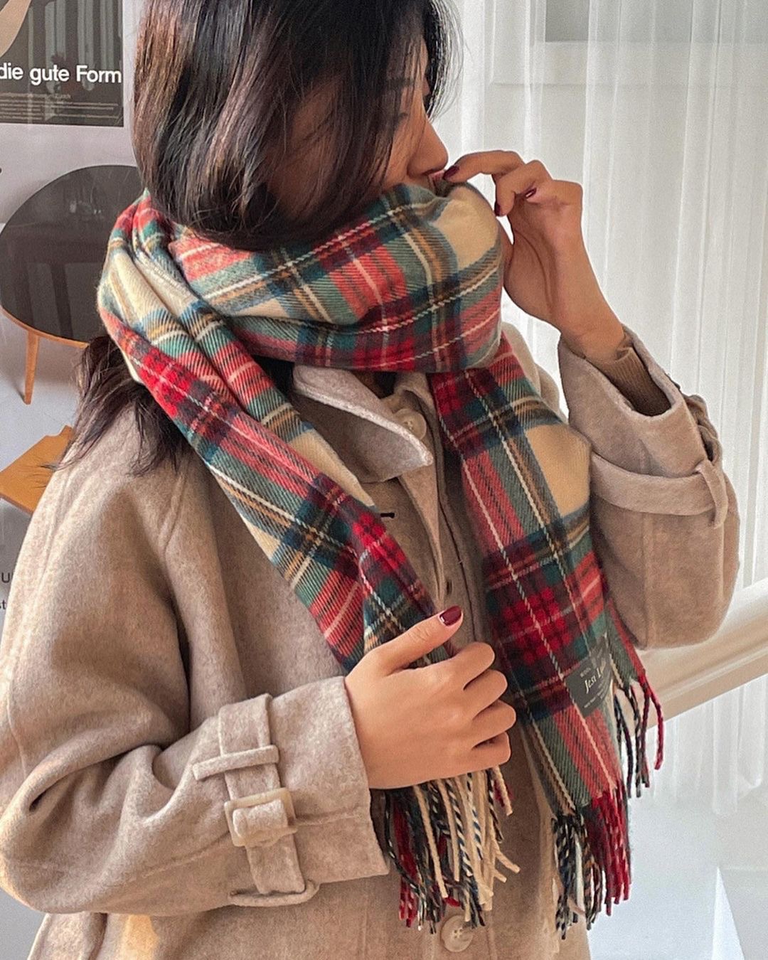 Imitation cashmere Material Women's Sweet Lattice Imitation Cashmere Winter Scarves