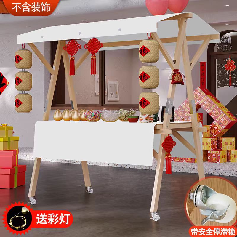 Folding booth wooden activity scaffolding night market stall trolley wheels outdoor market shelf snack display rack