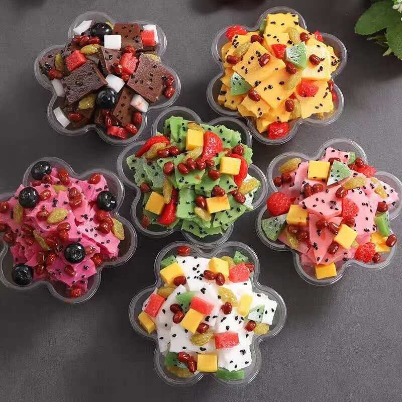 Yogurt Bowl Disposable 200ml Smoothie Bowl Plum Blossom Ice Cream Bowl Plastic Transparent Ice Powder Smoothie Bowl Shaved Ice Bowl