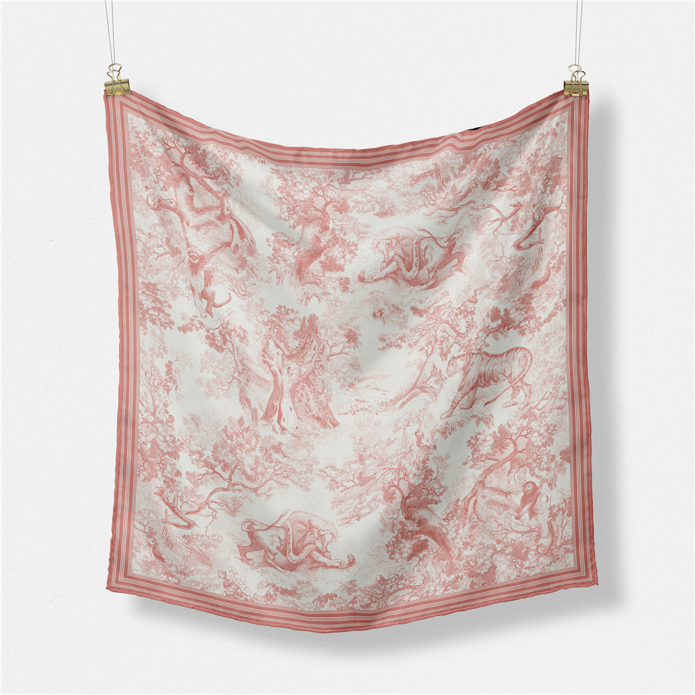 82g Weight Silk Scarf Classification Daily Occasion Satin Material Animal, Plant Pattern Summer, Spring Season Women's Gender Printing Design Simple Style Style Women's Simple Style Animal Plant Satin Printing Silk Scarf 3
