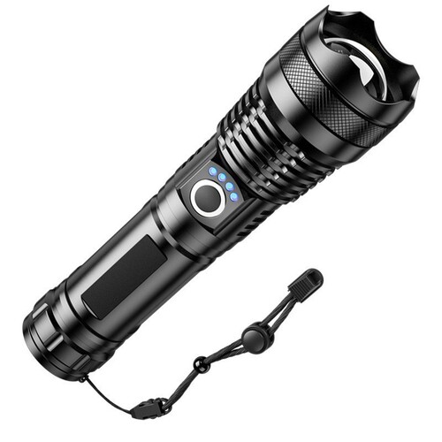 Cross-border aluminum alloy XHPp50 strong light flashlight with zoom function, USB charging, outdoor waterproof flashlight wholesale
