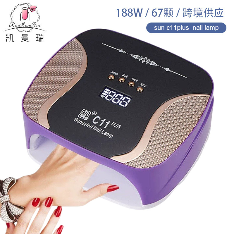 Lámpara de manicuras de alta potencia 188W tienda de manicuras transfronteriza especial de manicuras de luz de terapia de almacenamiento de energía de diamante tipo de lámpara de pegamento de manicuras