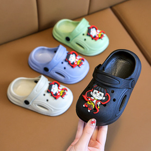 Nezha Slippers Children's Cave Shoes Boys Summer New Cartoon Soft Sole Indoor Baby Outer Wear Beach Shoes Sandals