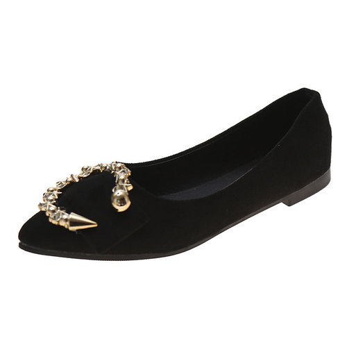 Flat sole women's shoes 2024 spring new one-piece women's shoes pointed toe shallow mouth lazy shoes soft bottom bean shoes