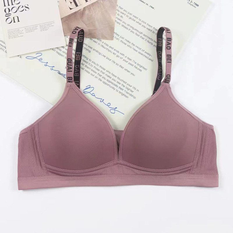 Ropa interior de mujer nueva reunión sin anillo de acero sujetador molde de taza soporte ventilado simple ajustable sujetador de mujer sin marcas