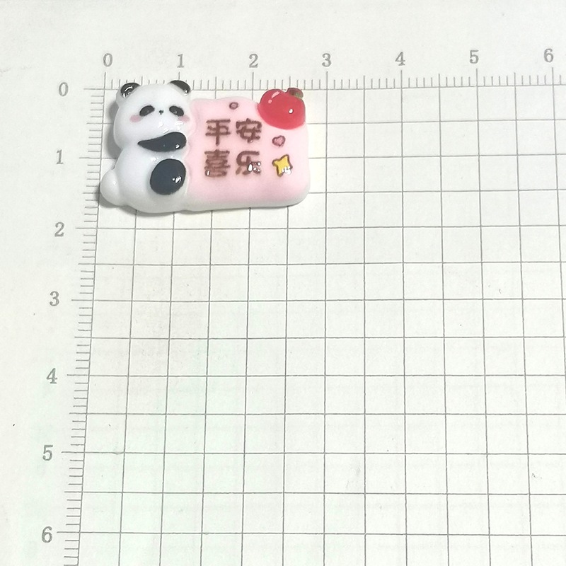 卡通熊猫字牌树脂配件奶油胶diy发夹发绳手机壳电动车鞋扣贴片|undefined