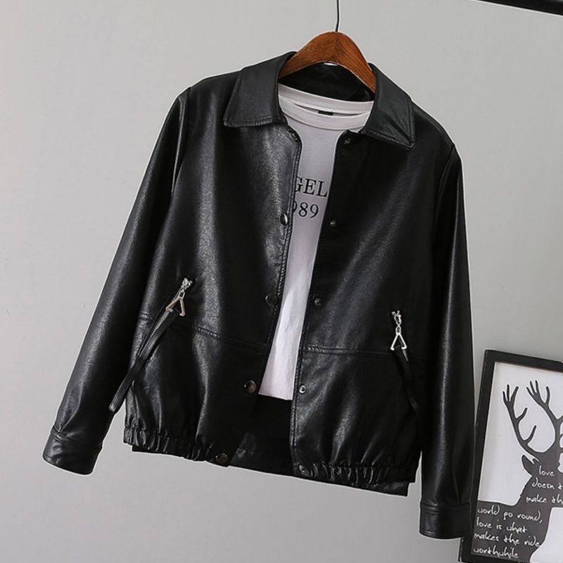Thick acrylic high-end leather coat women's short 24 autumn and winter new small loose fashion all-matching jacket