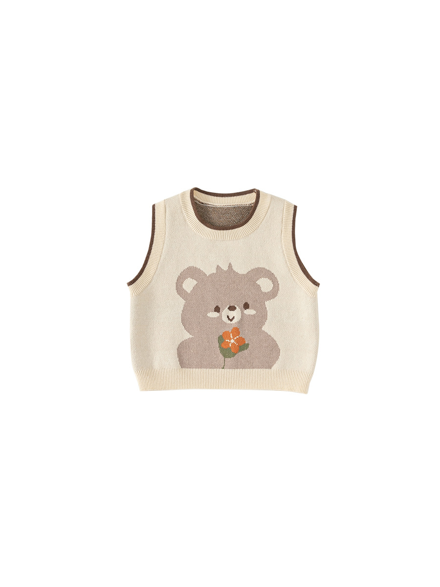 Yubao ropa infantil chaleco de otoño niñas lindos chaleco de oso para niños camisas de punto sin mangas suéter para niños