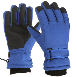 Children's gloves taslon high-end winter gloves cold-proof waterproof solid color full palm leather gloves non-slip