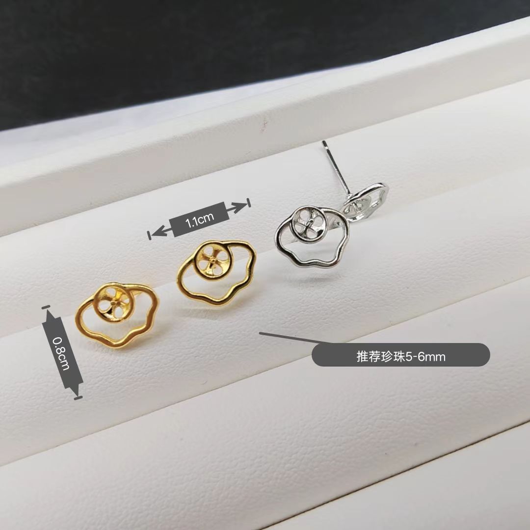 Perla de alta sensibilidad 925 agujas de plata 18k chapadas en oro pendientes huecos accesorios de material femenino fábrica al por mayor