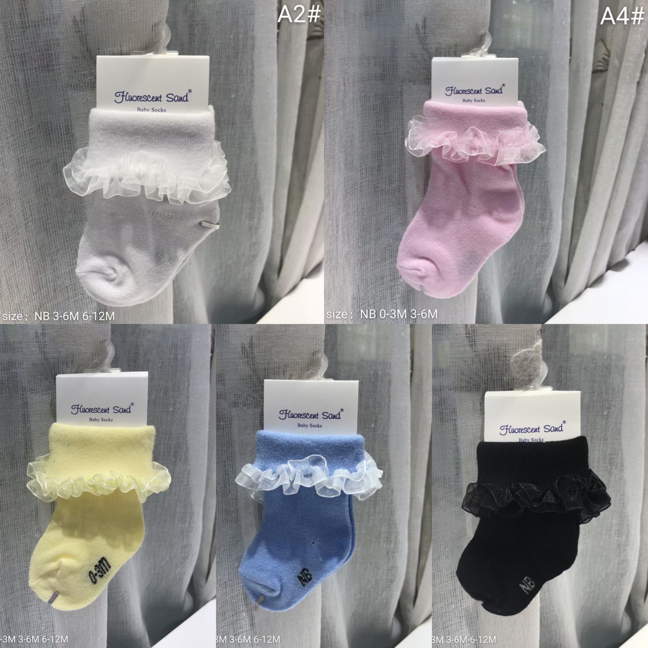 Solid cotton cute baby lace socks Solid...