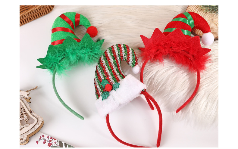 Cartoon Style Christmas Hat Plaid Cloth Stripe Party Headpieces 1 Piece display picture 1