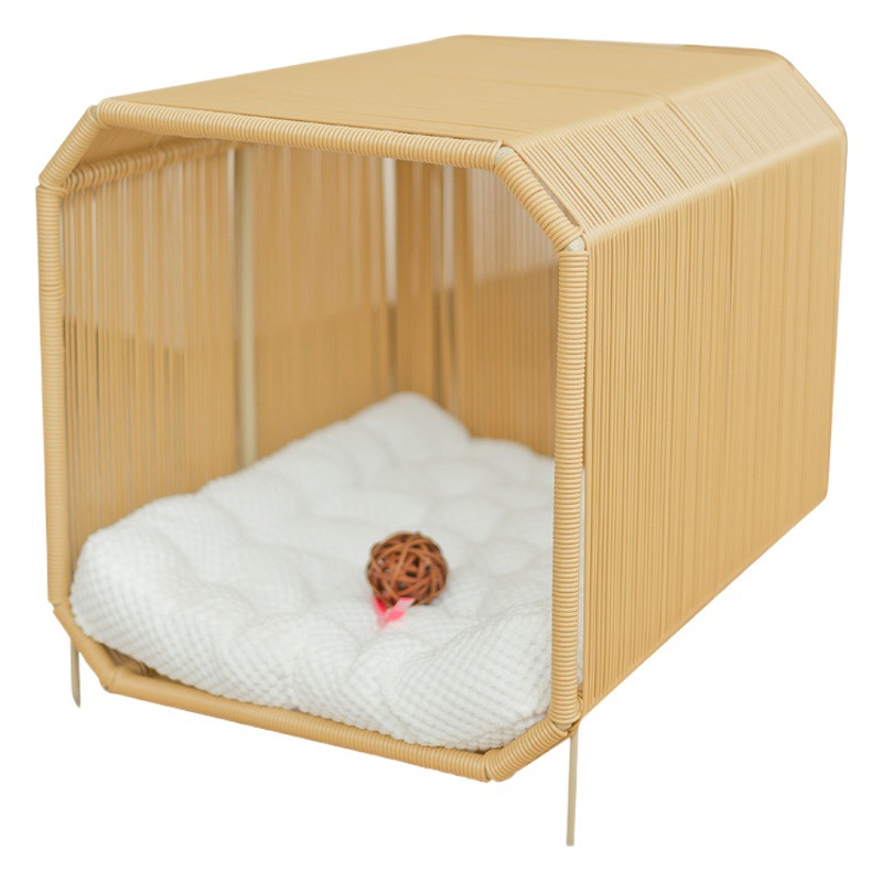 Entrega de una pieza otoño e invierno cálido transpirable gato nido ratán gato casa perrera cuatro estaciones universal semi-cerrado nido de mascotas