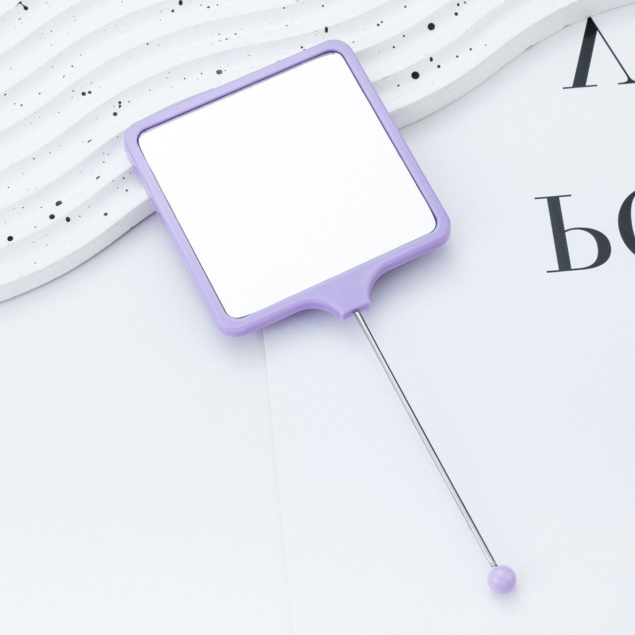 Espejo pequeño de bricolaje cuadrado multicolor, espejo portátil de alta definición, espejo de mano, mango especial para niñas, espejo de maquillaje