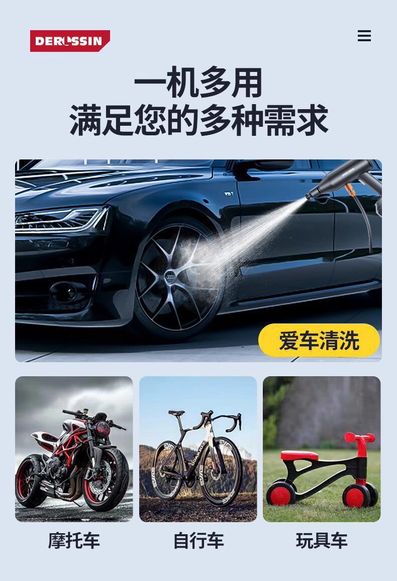 Wireless High-Pressure Car Wash Water Gun, Lithium Battery, High-Power Portable Car Wash Machine, Multi-Functional Household Car Wash Tool