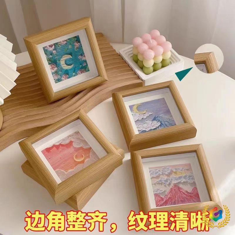 ❅ Hollow Four-Grid Picture Frame, Three-Dimensional Square Oil Pastel Photo Frame, Nine-Grid Wall Hanging Display, Photo Wall, Small Photo Frame
