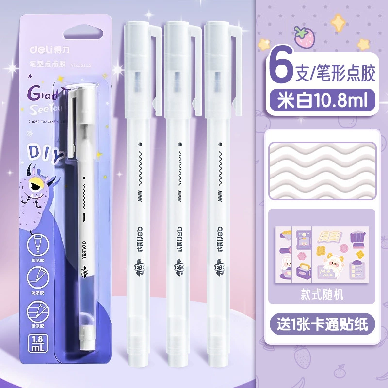 Карандаш-наклейка Dot Adhesive Pen (deli) — без следа, быстро сохнущий клей для планировщиков и рукоделия