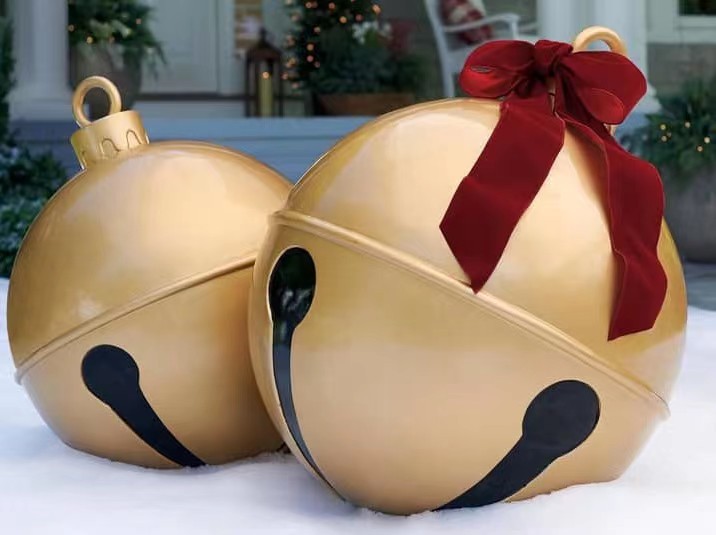 Navidad decoración campana globo 60cm diversión al aire libre impresión PVC inflable Bola de juguete artesanía