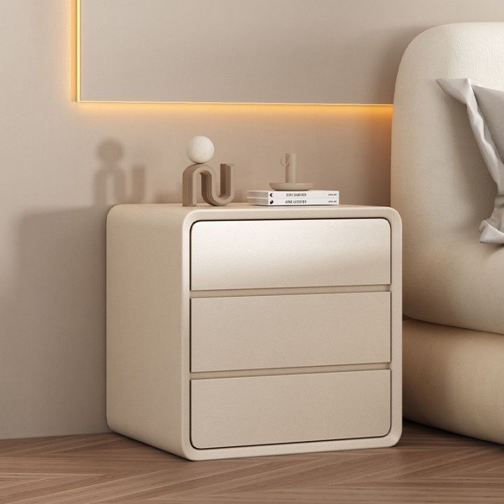 2025 nueva mesa de cabecera de madera maciza simple y moderna pequeña sensación de lujo crema viento dormitorio casero cabecera