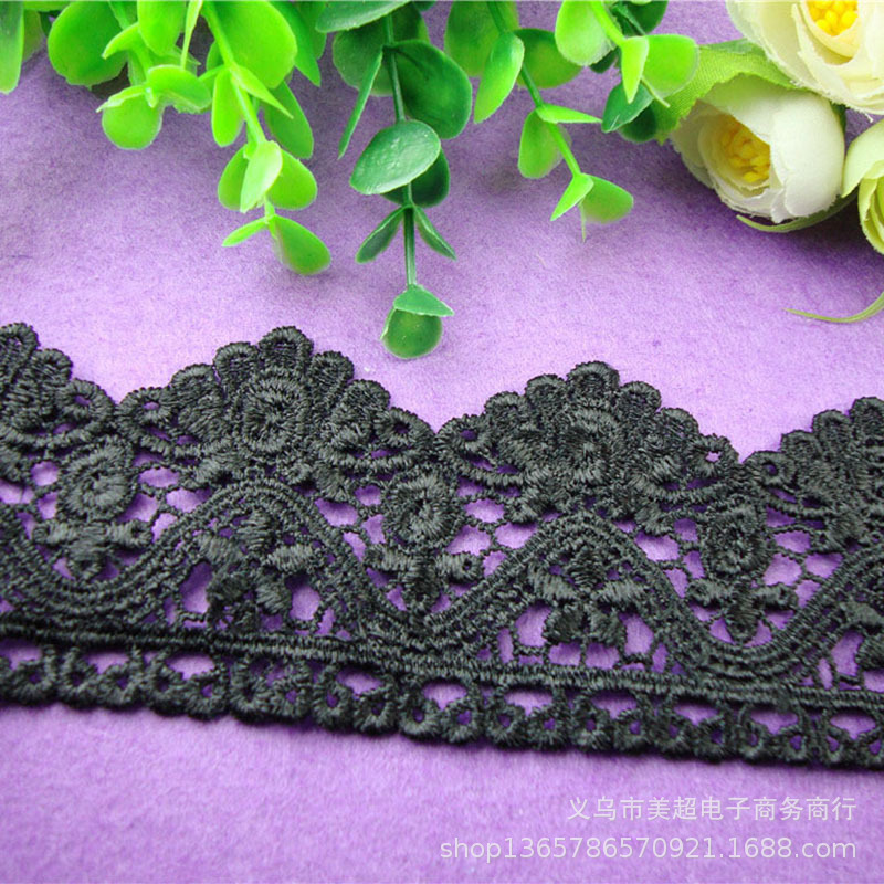 6cm水溶刺绣涤纶花边窗帘桌垫服饰袖口裙边领口辅料手工DIY